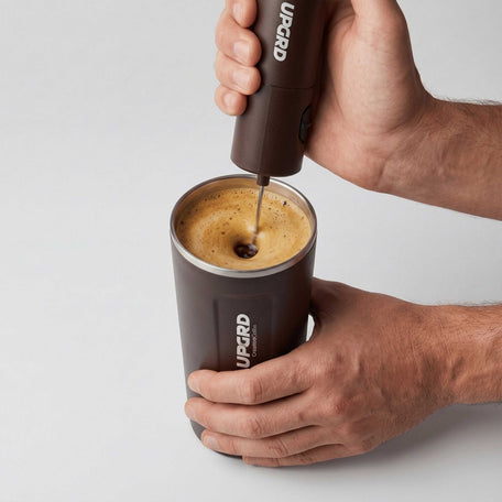 Step 2: Pour 8-12 oz of hot water. Stir for 10 seconds or use your frother.